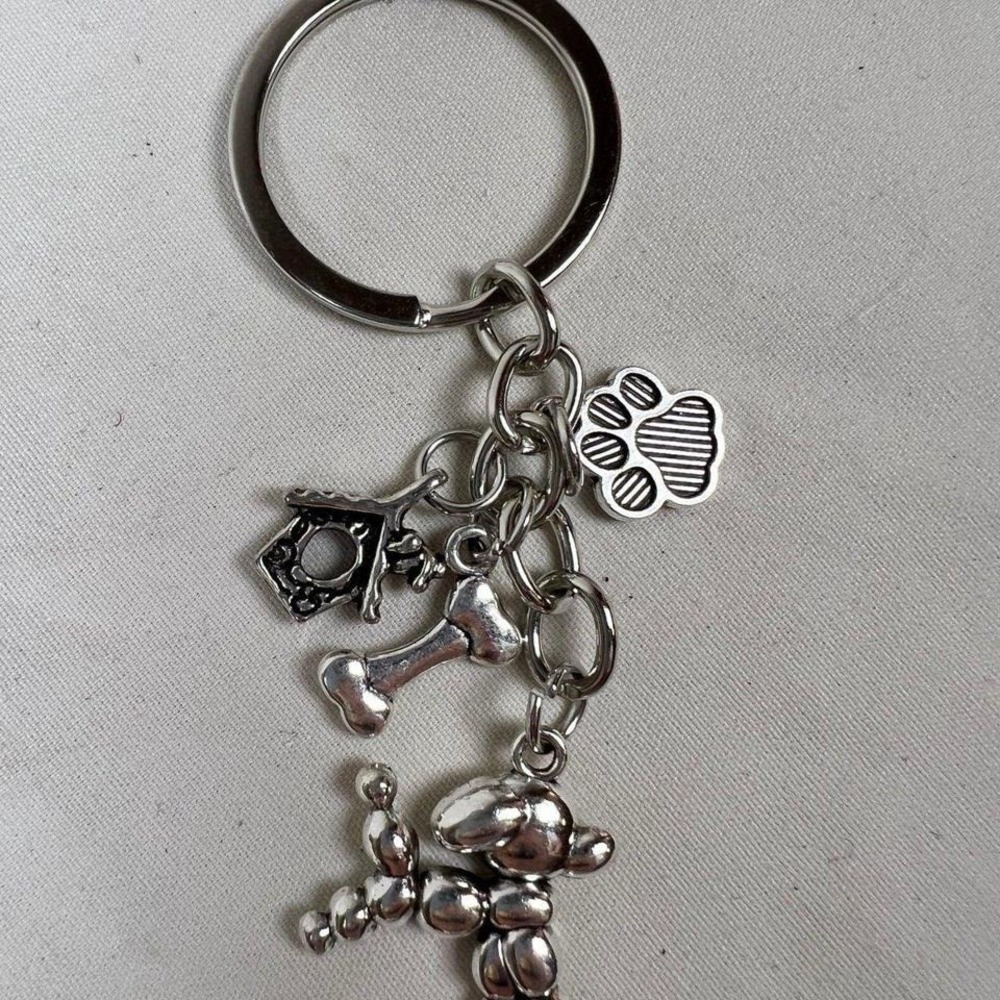 JCYUAN Keychain Unisex OS Silver New Balloon Dog Bone Paw Charms Pet Theme